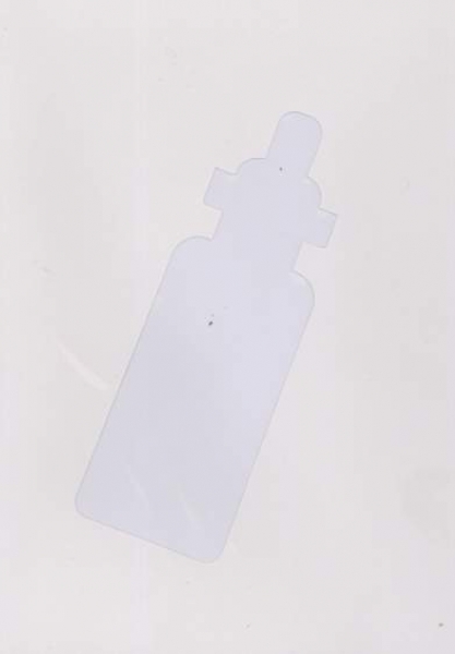 Karte mit Ausschnitt Schoppenflasche, weiss